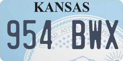 KS license plate 954BWX