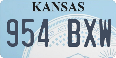 KS license plate 954BXW