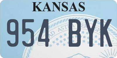 KS license plate 954BYK