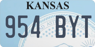 KS license plate 954BYT