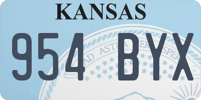 KS license plate 954BYX