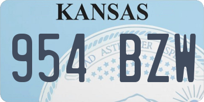 KS license plate 954BZW