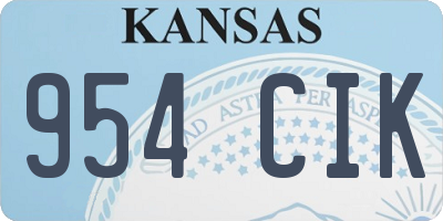 KS license plate 954CIK