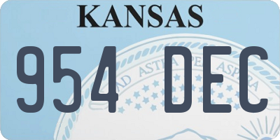 KS license plate 954DEC