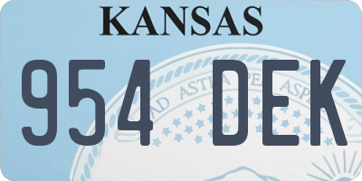 KS license plate 954DEK