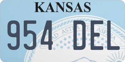 KS license plate 954DEL