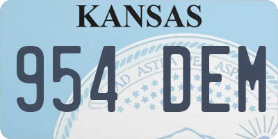 KS license plate 954DEM