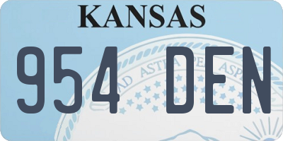 KS license plate 954DEN
