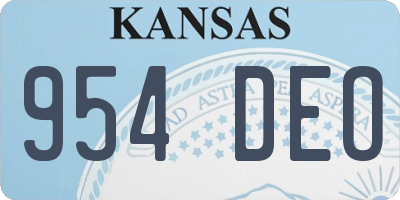 KS license plate 954DEO