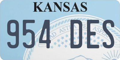 KS license plate 954DES