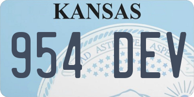 KS license plate 954DEV