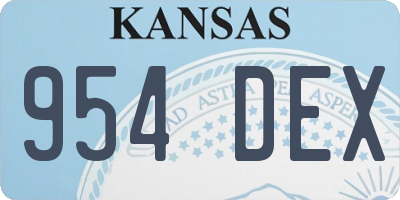 KS license plate 954DEX
