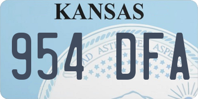 KS license plate 954DFA