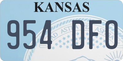 KS license plate 954DFO