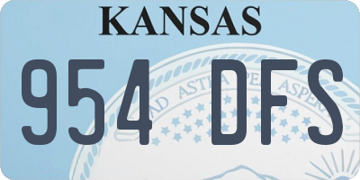 KS license plate 954DFS