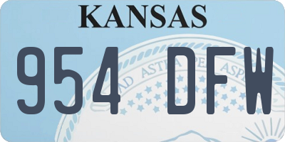 KS license plate 954DFW