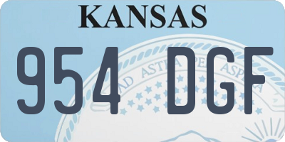 KS license plate 954DGF