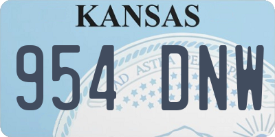 KS license plate 954DNW