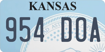 KS license plate 954DOA