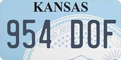 KS license plate 954DOF