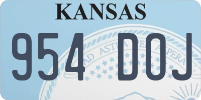 KS license plate 954DOJ