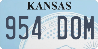 KS license plate 954DOM