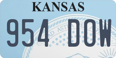KS license plate 954DOW
