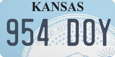 KS license plate 954DOY