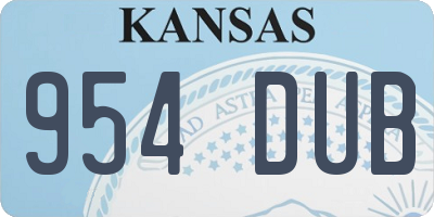 KS license plate 954DUB