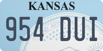 KS license plate 954DUI