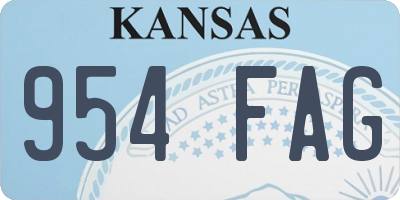 KS license plate 954FAG