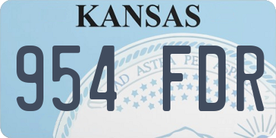 KS license plate 954FDR