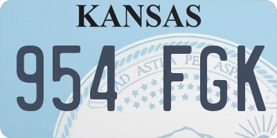 KS license plate 954FGK