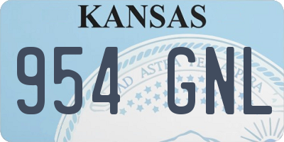KS license plate 954GNL