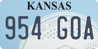 KS license plate 954GOA