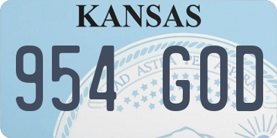 KS license plate 954GOD