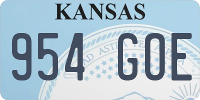 KS license plate 954GOE