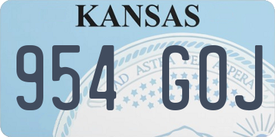 KS license plate 954GOJ