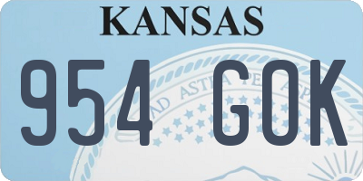 KS license plate 954GOK