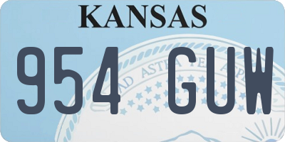 KS license plate 954GUW