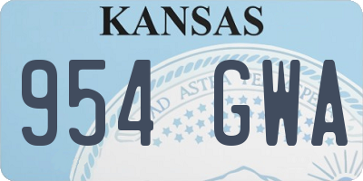 KS license plate 954GWA