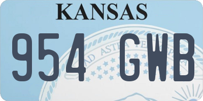 KS license plate 954GWB