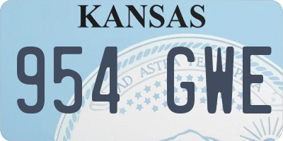 KS license plate 954GWE