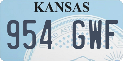 KS license plate 954GWF