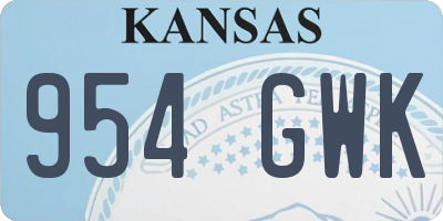 KS license plate 954GWK
