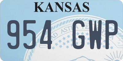 KS license plate 954GWP