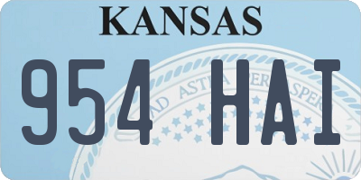 KS license plate 954HAI