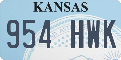 KS license plate 954HWK