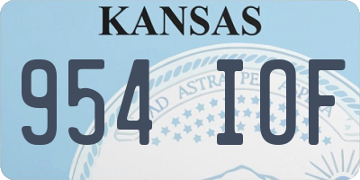 KS license plate 954IOF