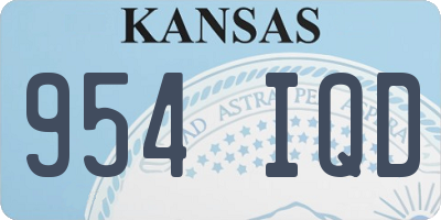 KS license plate 954IQD